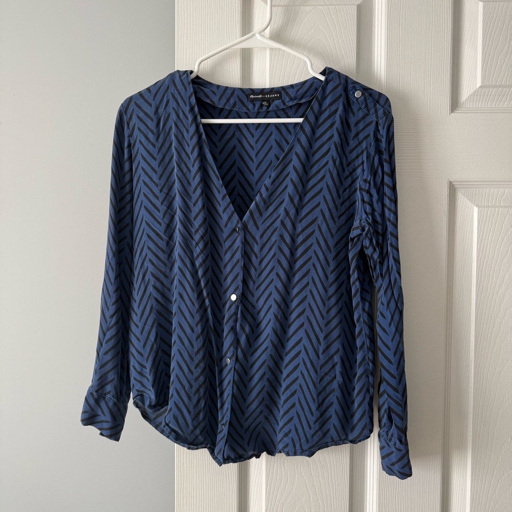 Madewell x Sezane | silk blouse in chevron sketch